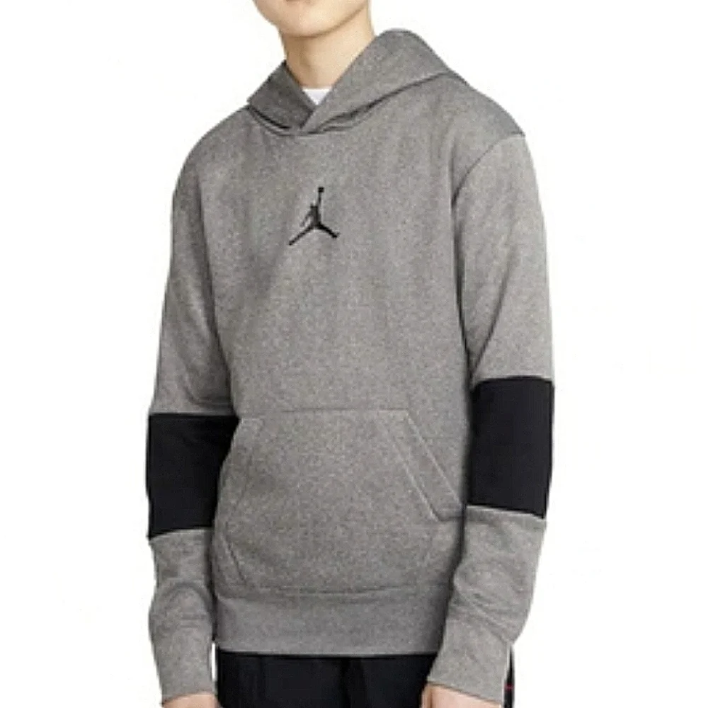 NWT Nike Air Jordan Boys Carbon Heather Core Performance Therma' Hoodie Size M